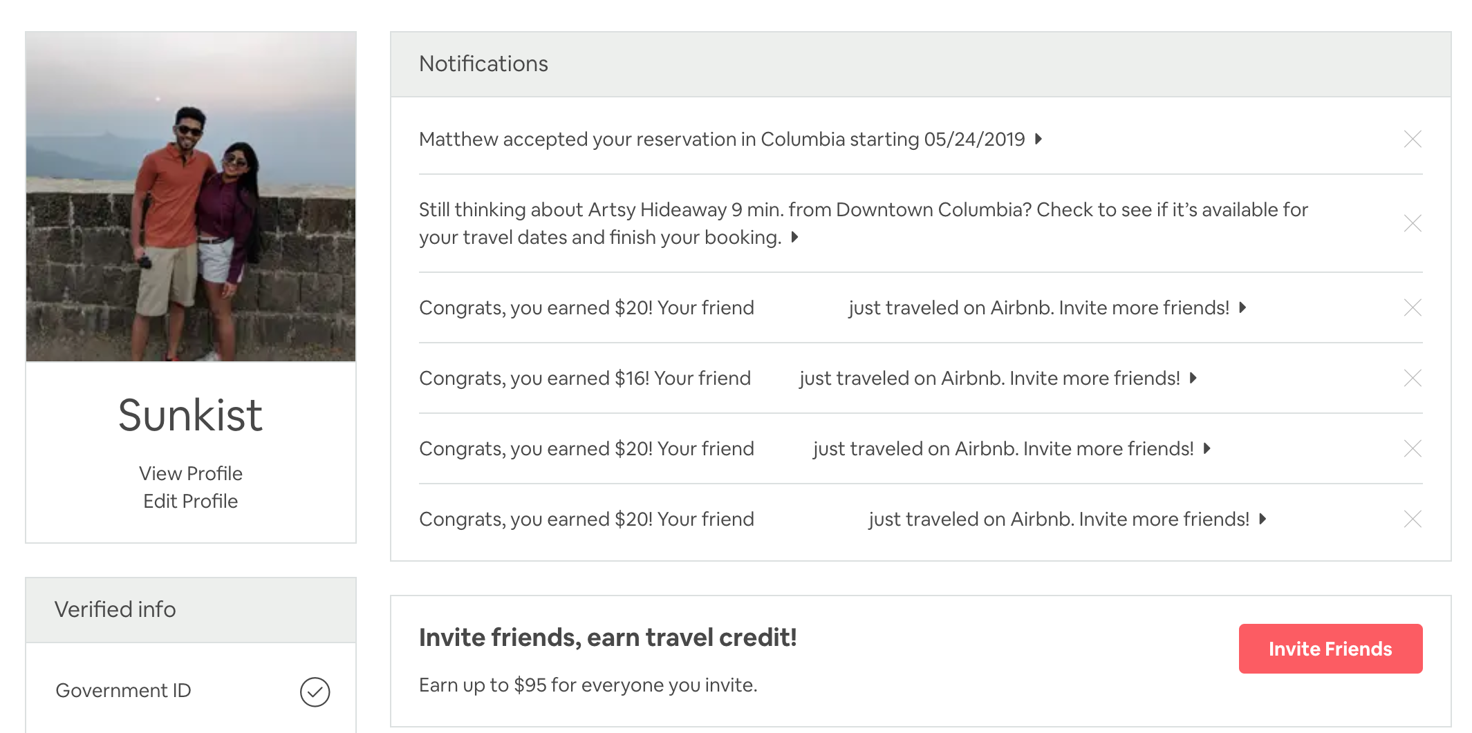 Credits Earned from every group trip I've taken