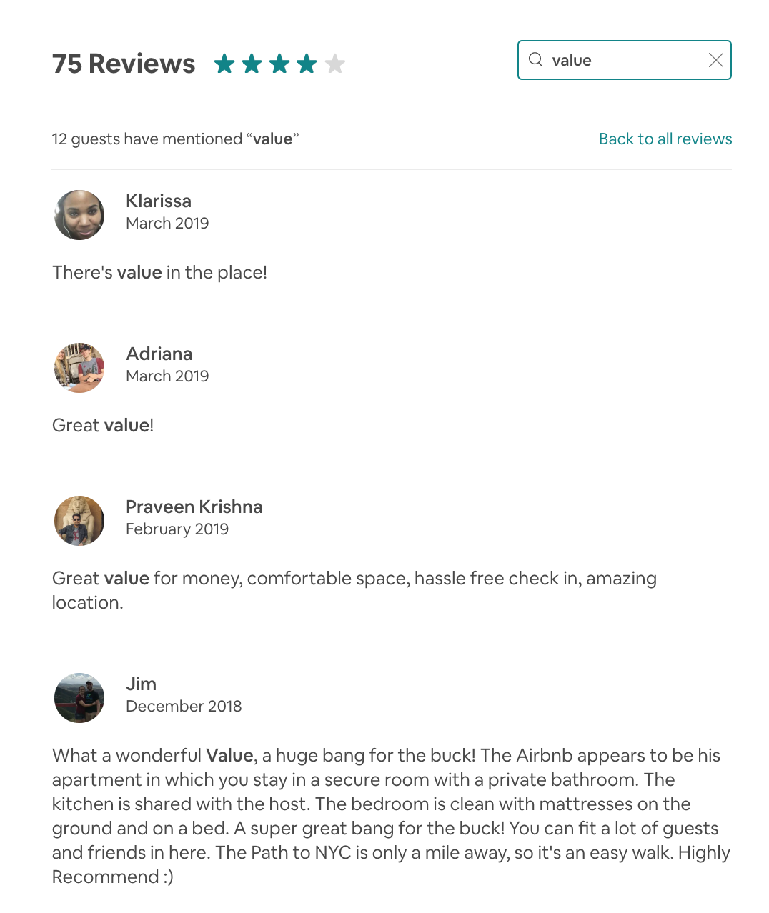 Search in Airbnb Reviews