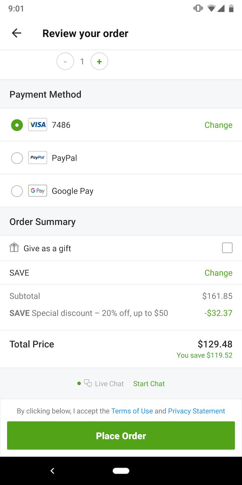 Receive at least 20% off